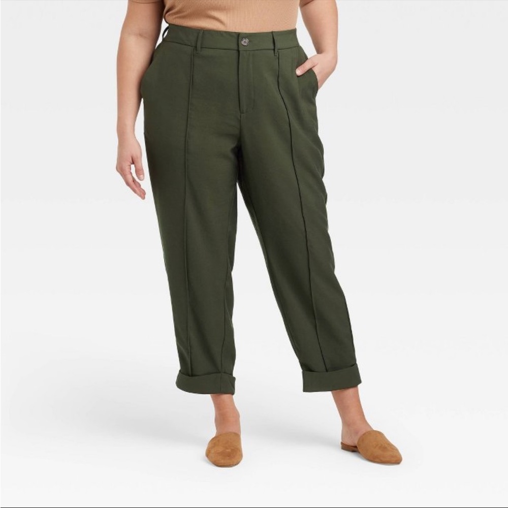 A New Day Women's High-Rise Slim Straight
Leg Pintuck Ankle Pants Green